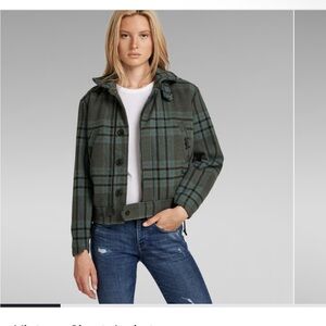 G-star Vintage Short Plaid Zip Bottom Down Free Drawstring Waist Jacket  S $260